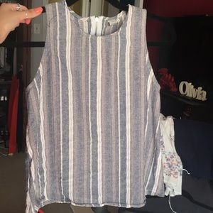 Blue striped denim tank